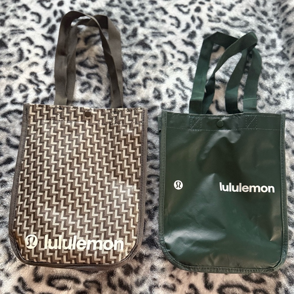 2 Lululemon Athletica Dark Green and Patterned Tote Bags